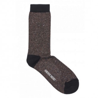 Solline Sparkly Silk Tweed Black Sock with Copper Lurex